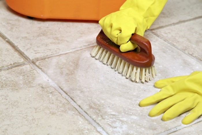 cleaning tiled floors